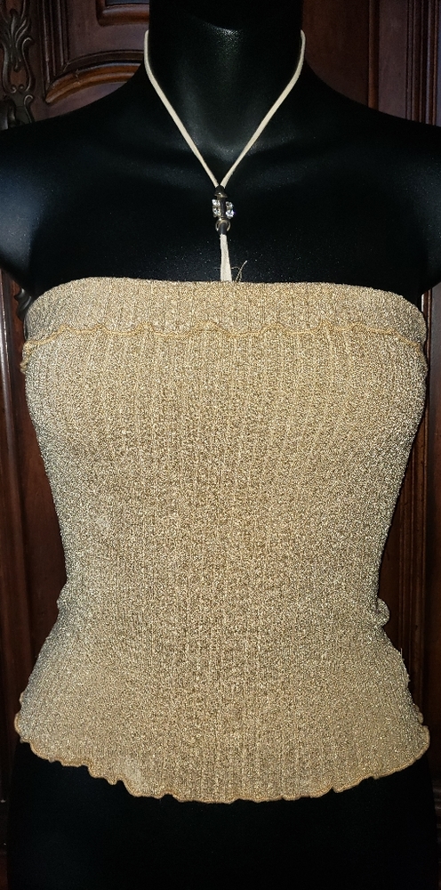 Gold and tan tube top